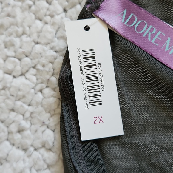 Adore Me Emmeline Unlined Panty Grey Lace & Studs Plus Size 2x New with Tags - Picture 10 of 10